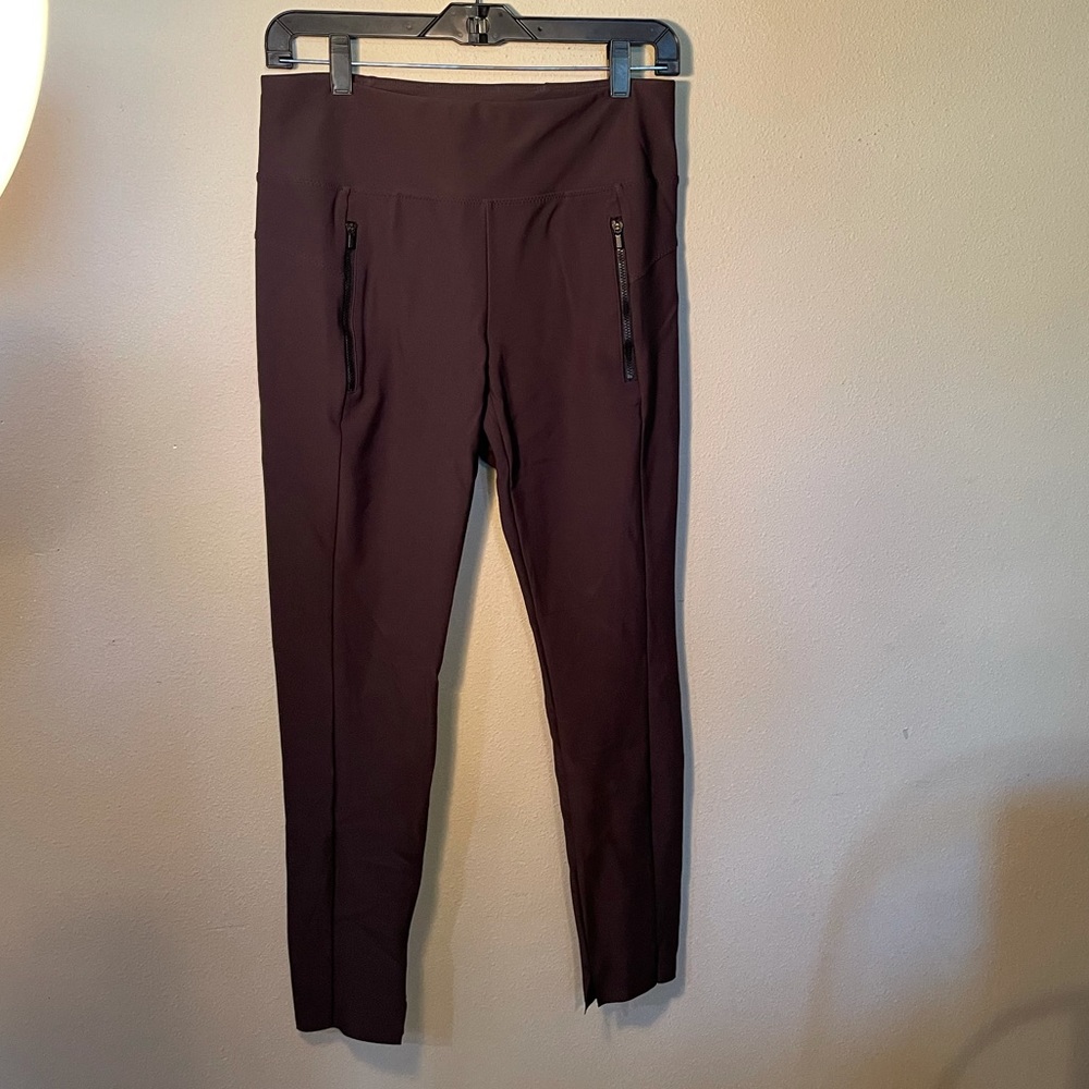 Athleta stellar tights crop leggings Sm brown zip